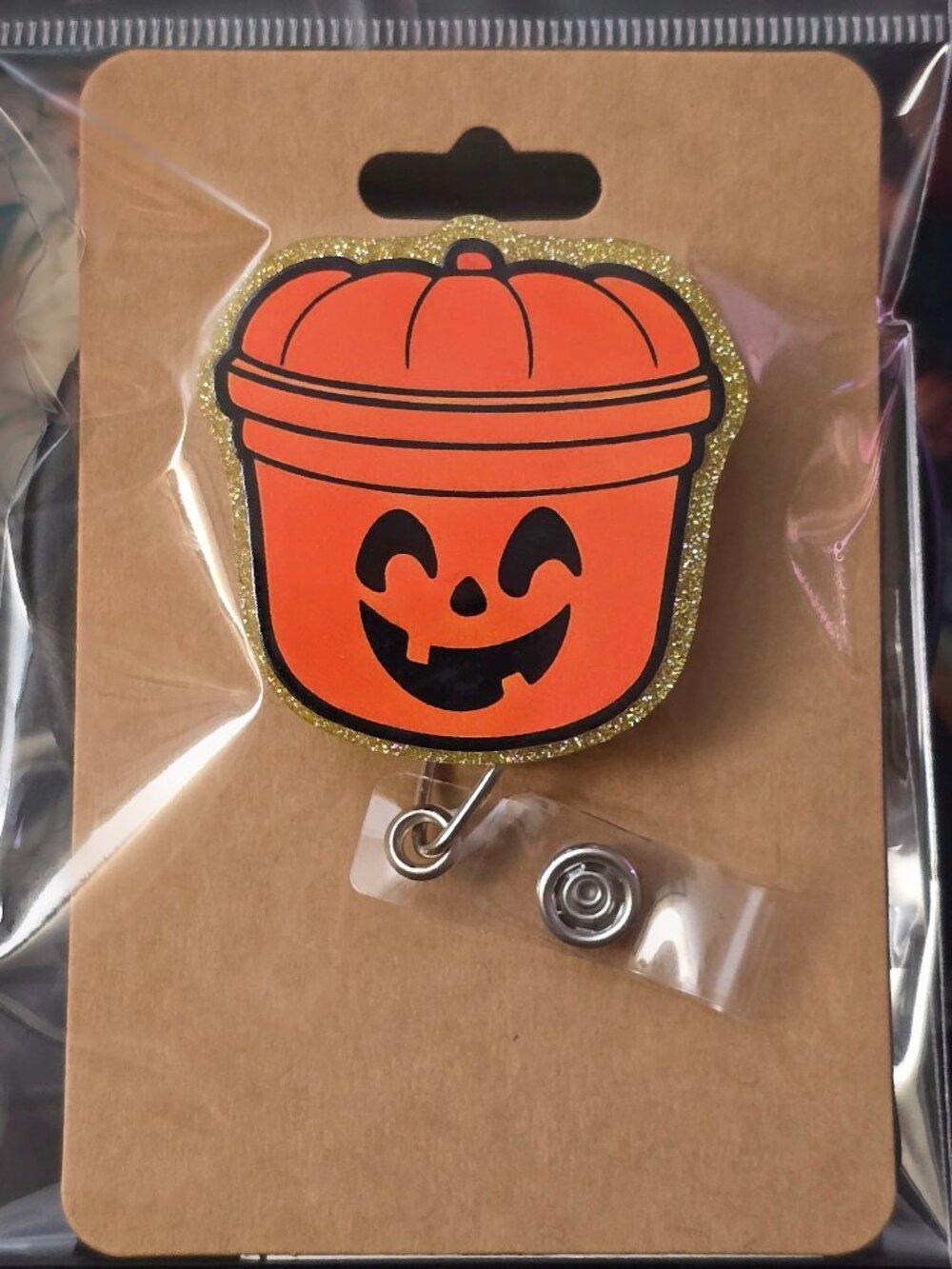 McDonald's Halloween Boo Bucket Novelty Acrylic Badge Reel
